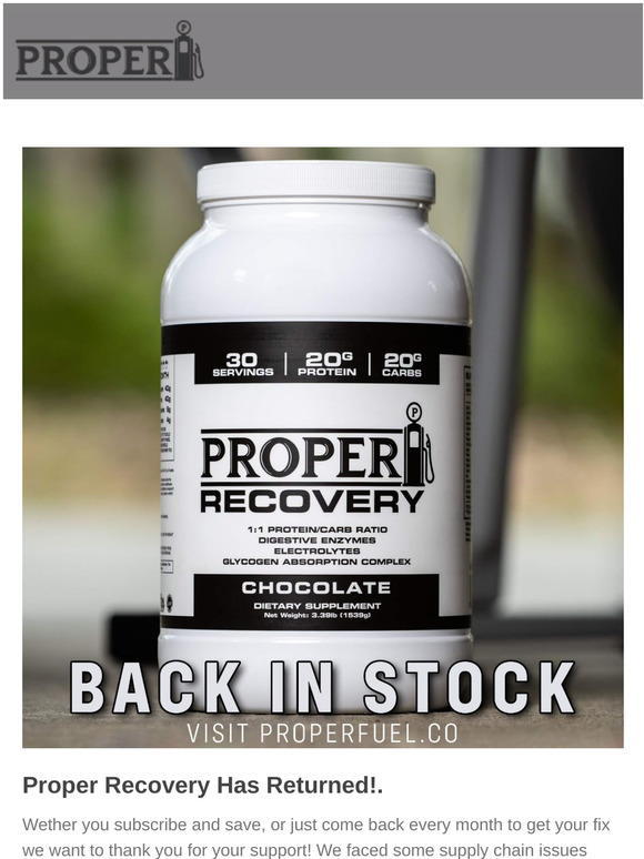 Proper Recovery is BACK!