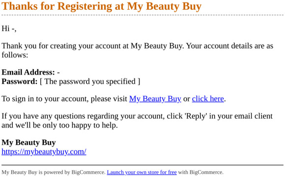 Thanks for Registering at My Beauty Buy
