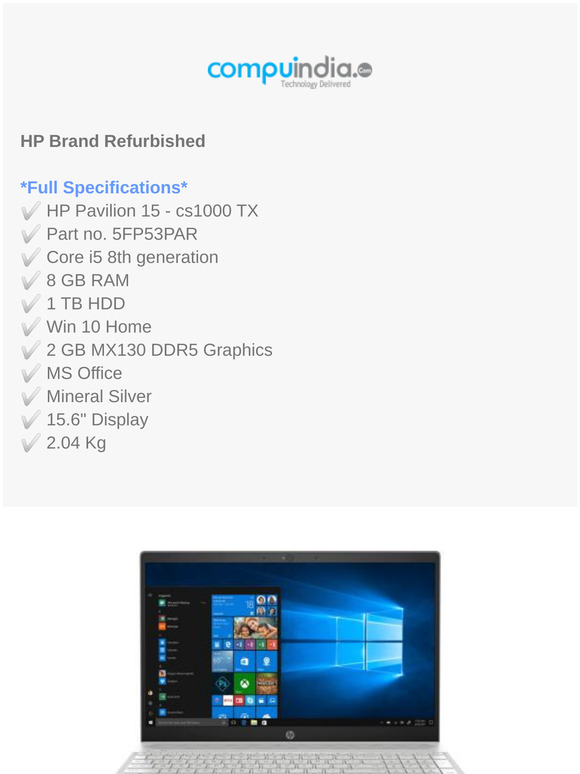 compuindia cps india HP Pavilion 15 CS1000 TX with 2 GB