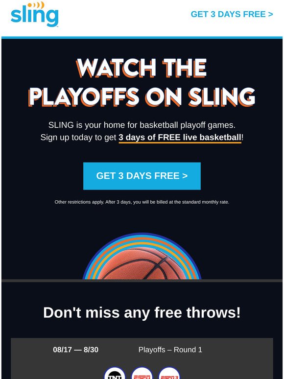 Watch basketball playoffs for FREE with Sling
