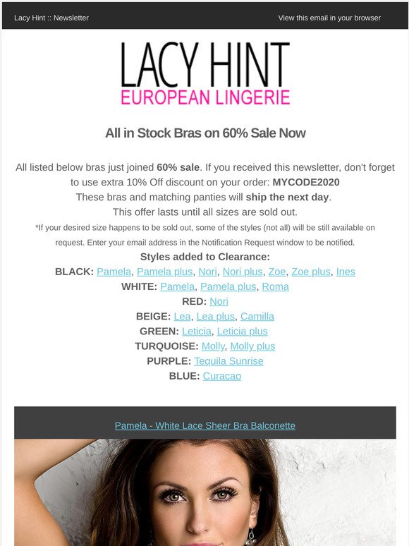 Lingerie Clearance and Sale Lines, Lingerie Sale