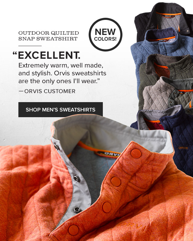 orvis outdoor quilted snap sweatshirt