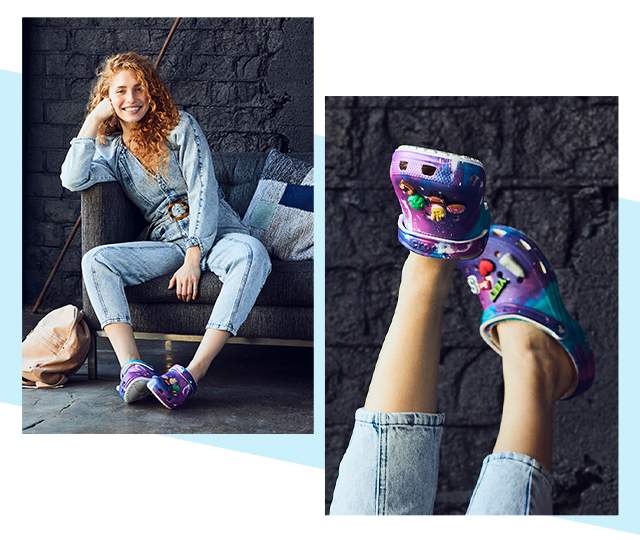 galaxy print crocs