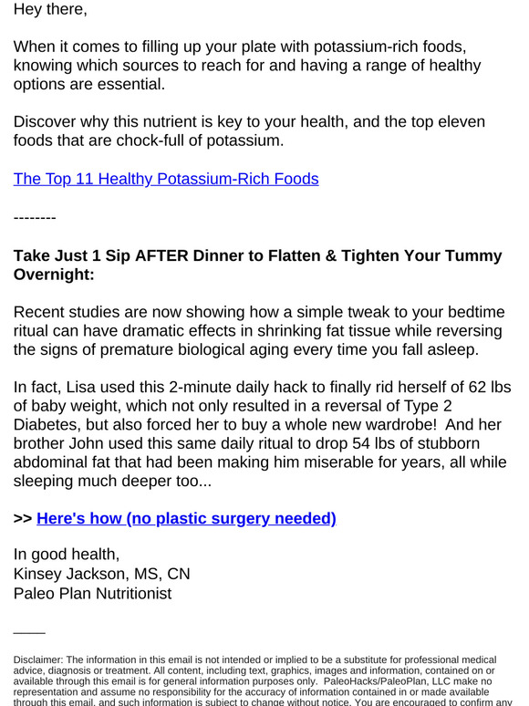 PaleoPlan potassium for weight loss Milled