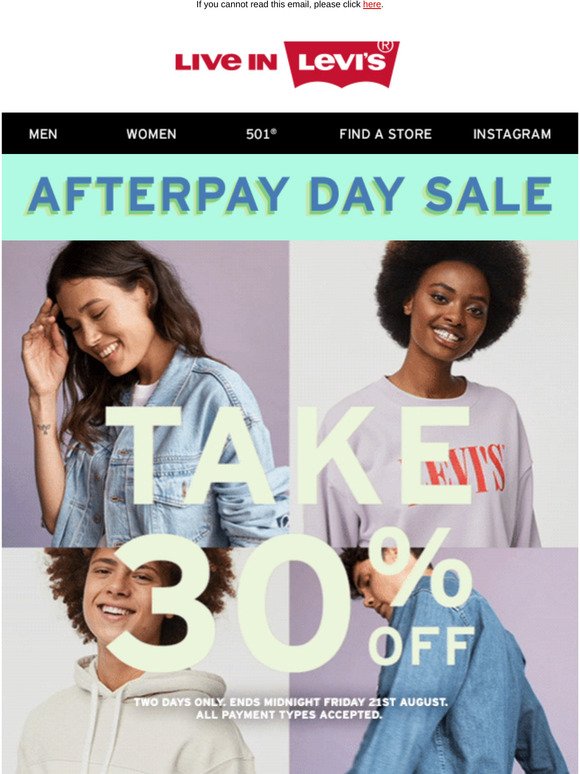 levis afterpay in store