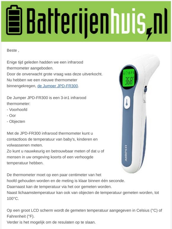 Batterijenhuis.nl: Nieuwe infrarood thermometer 🆕