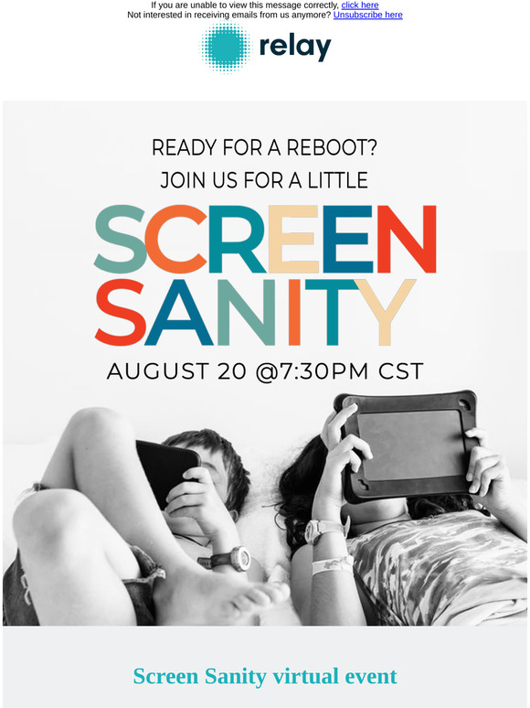 Sign up for the Screen Sanity virtual event
