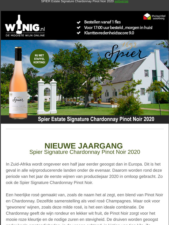 SPIER Estate Signature Chardonnay Pinot Noir - Jaargang 2020 nu leverbaar!