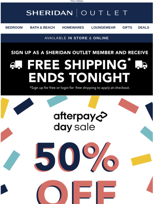 Sheridan Factory Outlet 🚚 Free shipping ends tonight 50 off* continues Milled