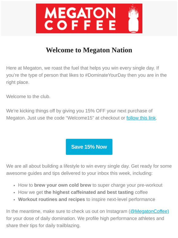15% Off Megaton Coffee – Dominate Your Day