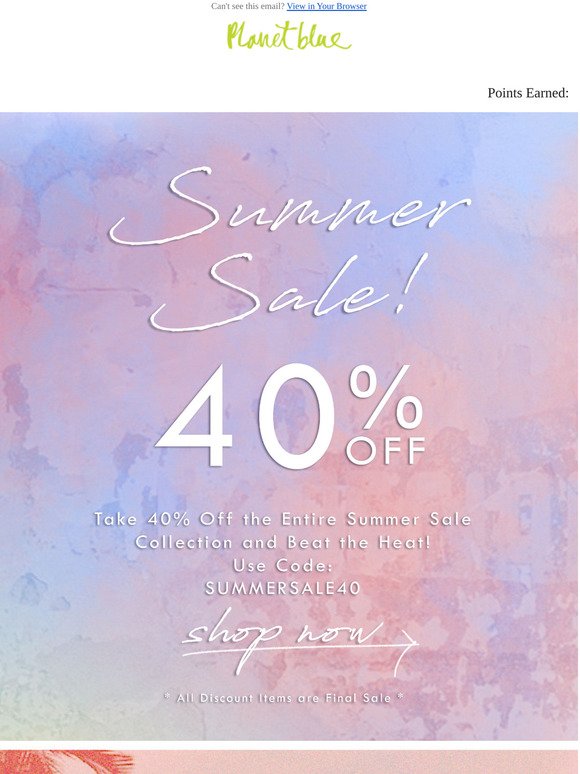 40% Off Summer Sale!!!