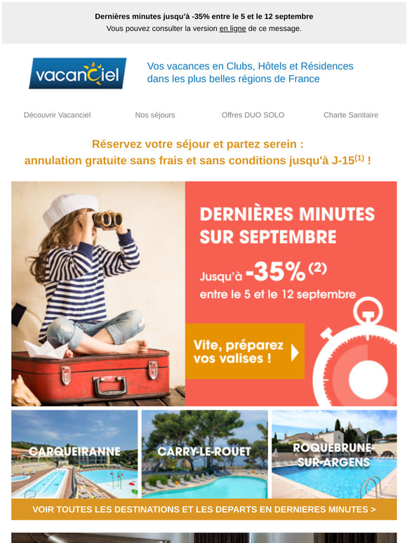 Jusqu'à -35% en Dernières Minutes à partir du 5 septembre