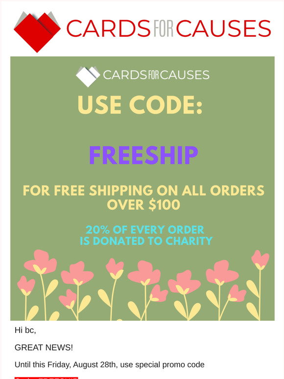 cards for causes: 🆓 shipping code for bc milled cards for causes: 🆓