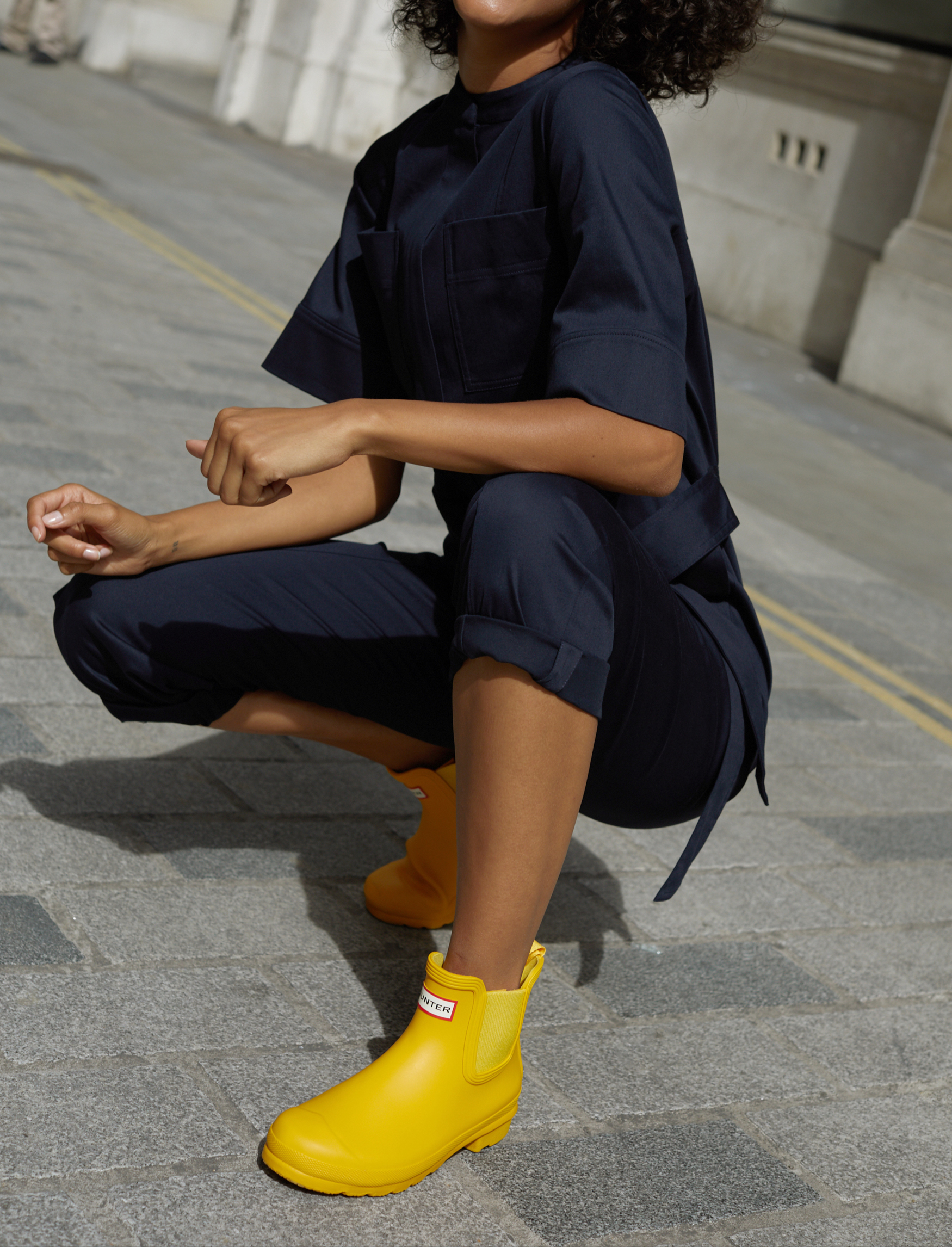 yellow hunter ankle boots