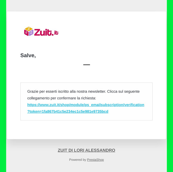 [ZUIT DI LORI ALESSANDRO] Verifica email