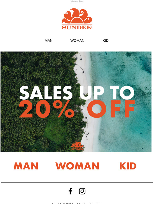 SUNDEK | Sale goes on! Up to 20% off on SS20 Collection