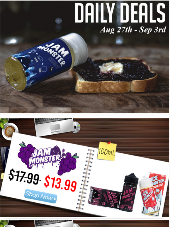 Daily Deals: Jam Monster $13.99 Aqua E-Liquids $9.99