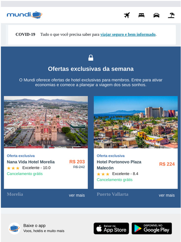 Promoções de hotéis para viagens futuras.