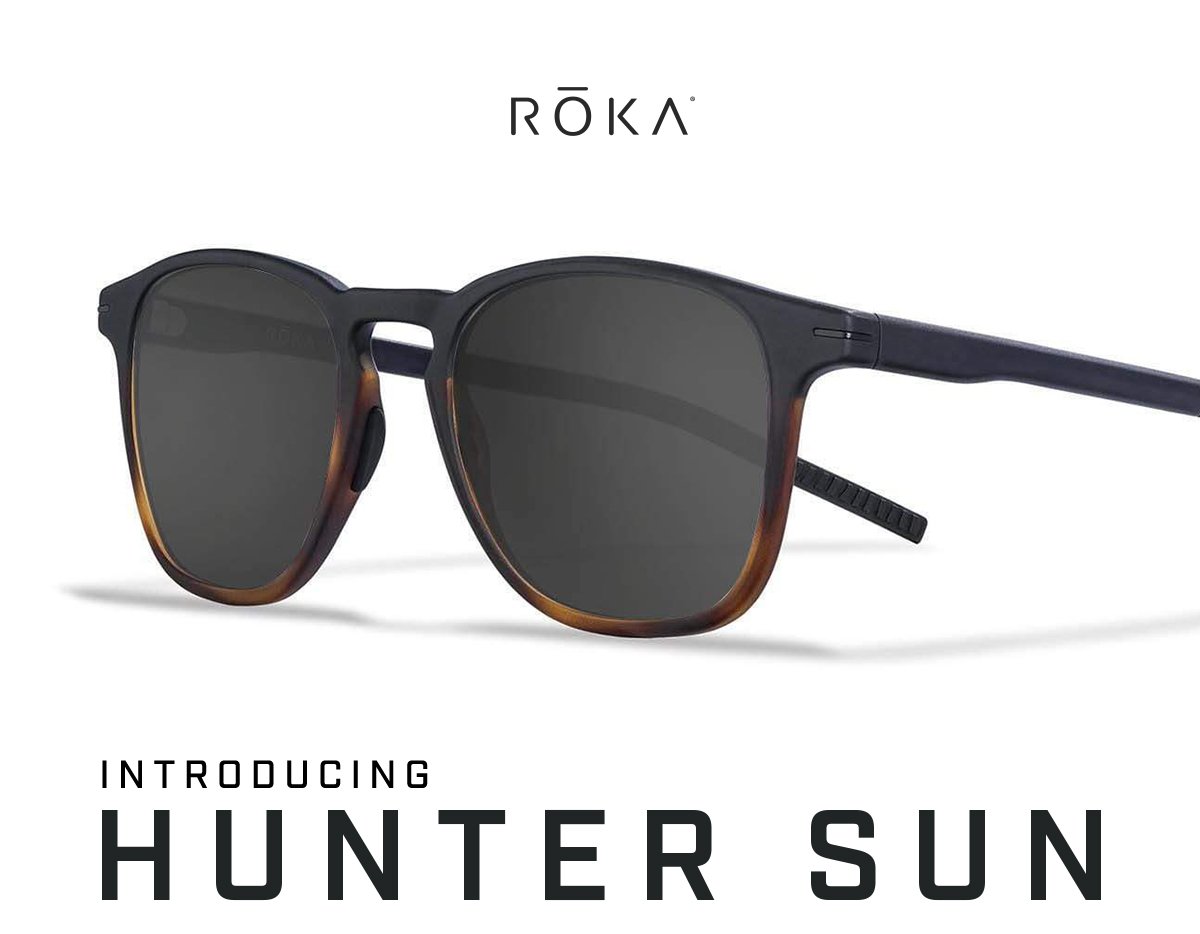 Roka Hunter 2.0 Sunglasses with Matte Black Tortoise Frames - Dark Carbon (Polarized) Lens