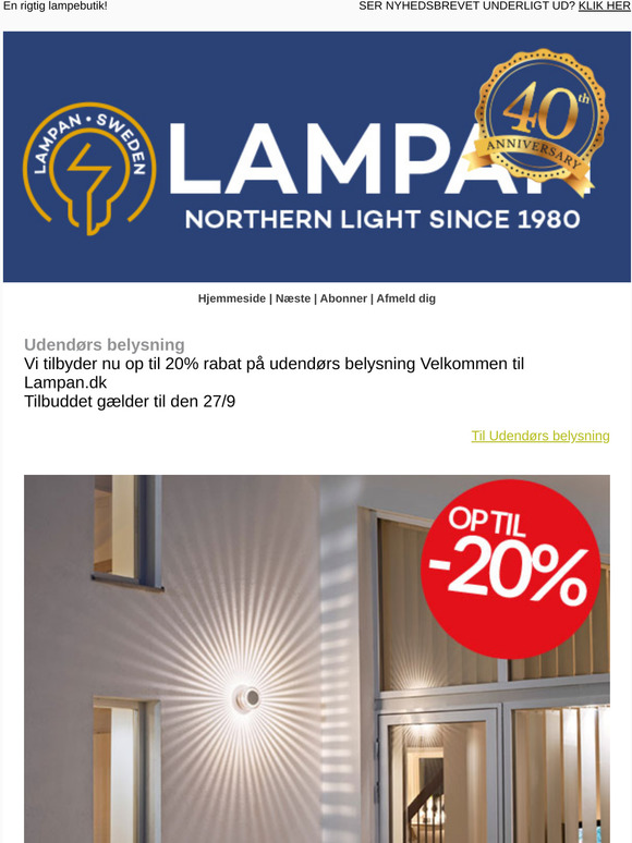 Op til 20% rabat på udendørs belysning