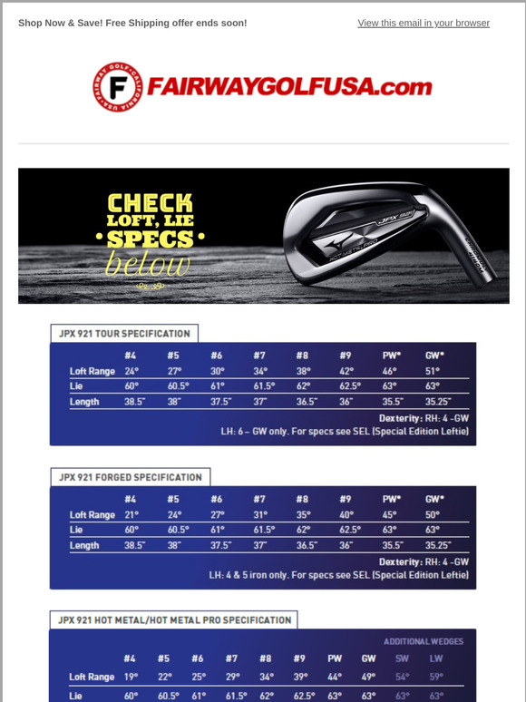 Mizuno Jpx 921 Loft Chart