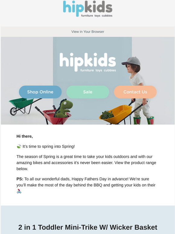 hipkids classic steel bike with wicker basket