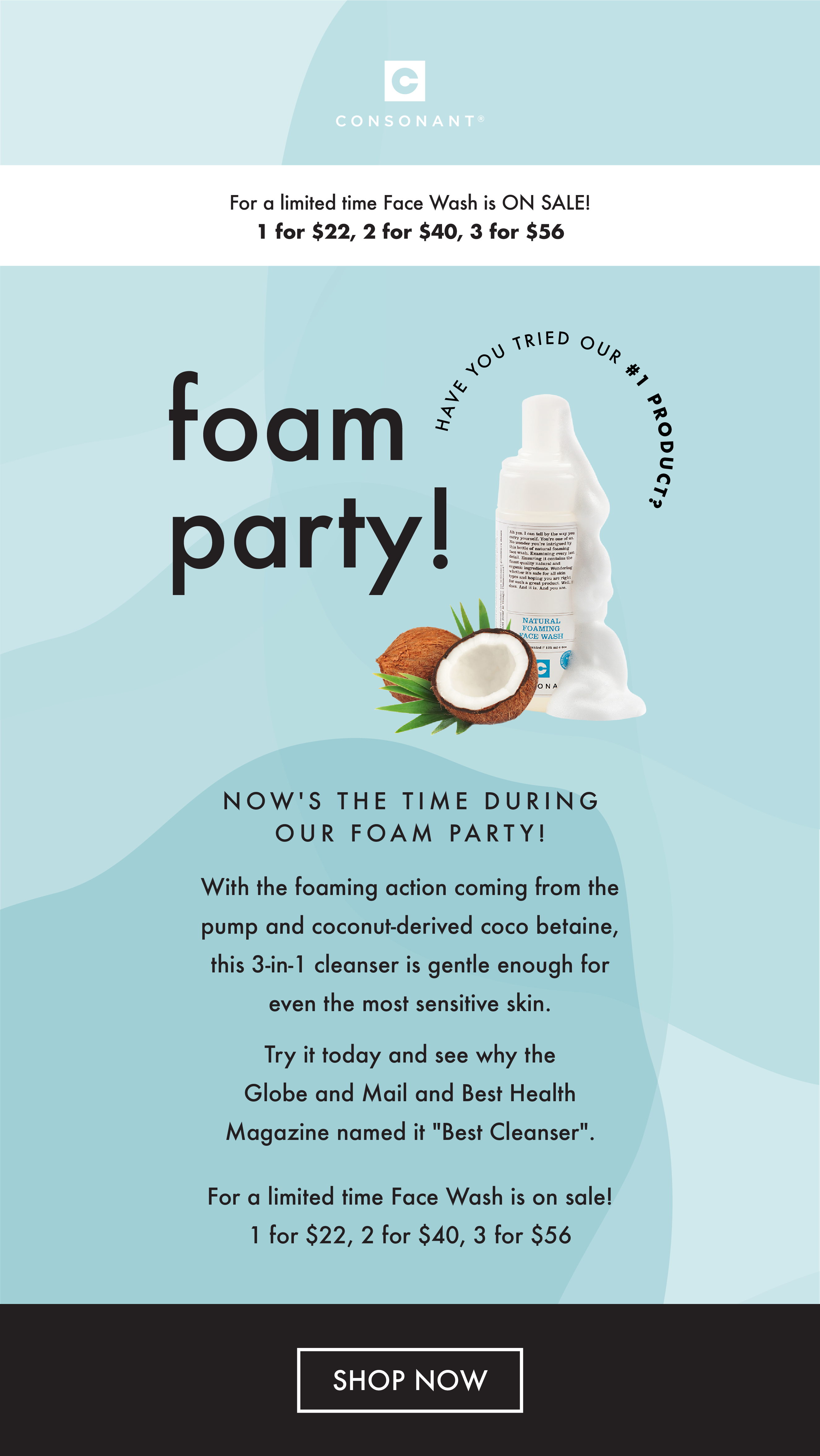 consonant natural foaming face wash