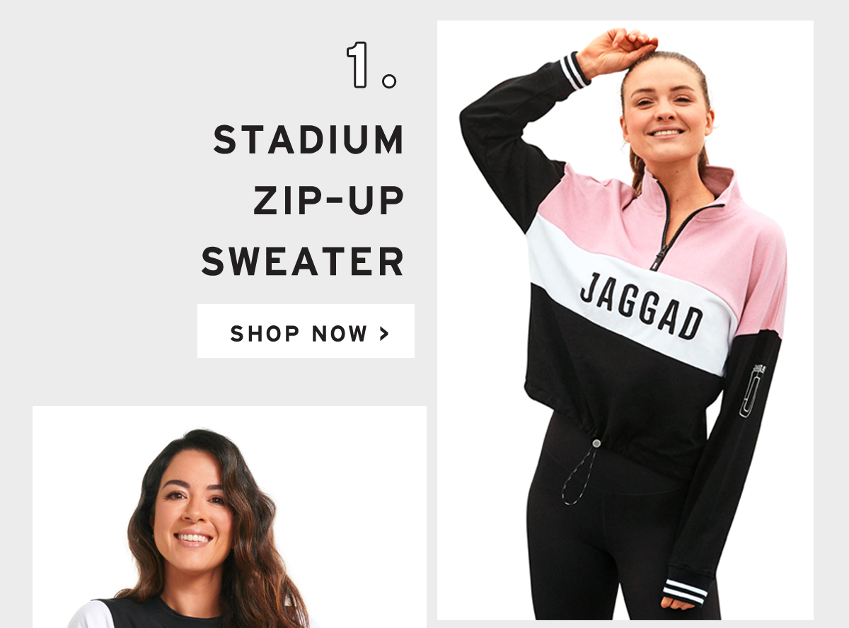 jaggad stadium zip sweater