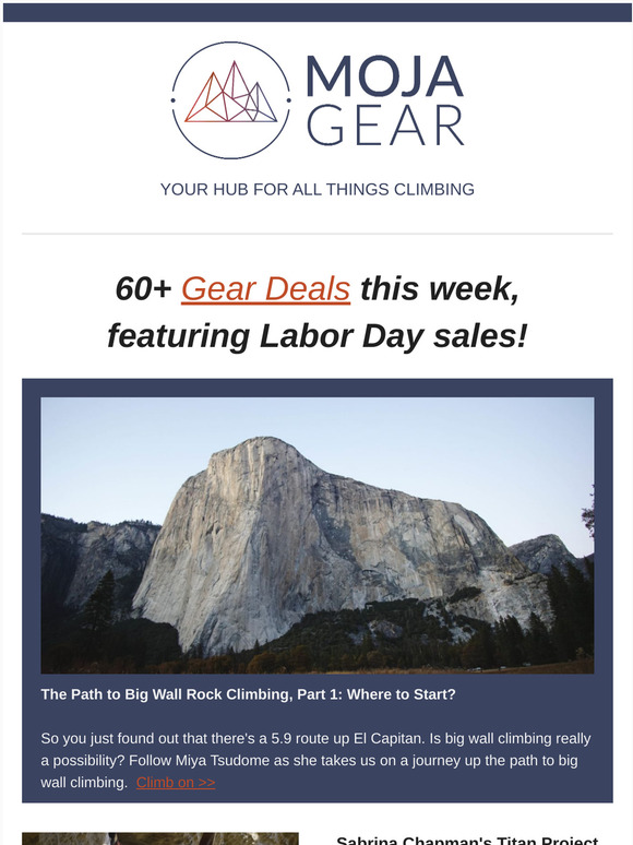 Big Wall ☁️  Climbing, Crusher Sabrina Chapman, Gear Deals and more in this week's Beta!
