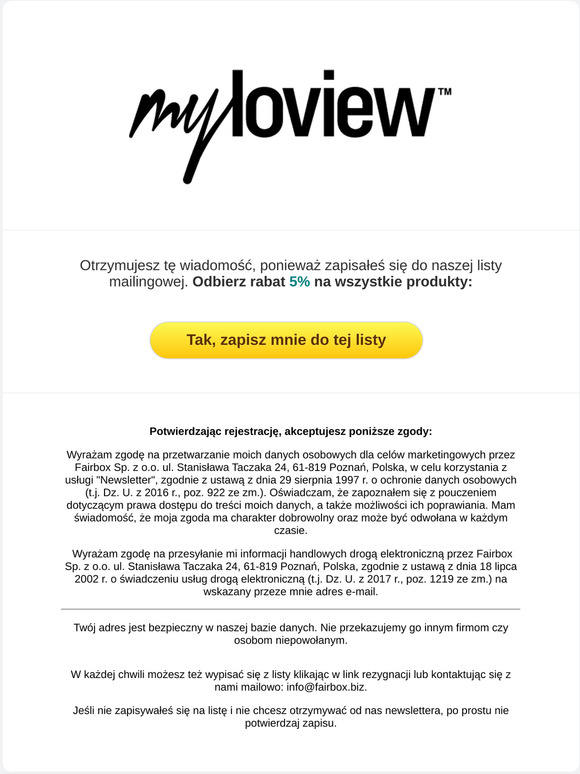 Potwierdź zapis do newslettera