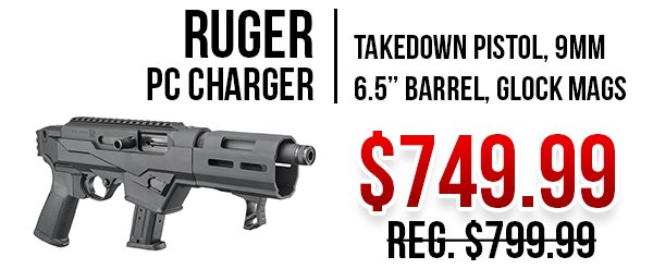 Ruger PC Charger takedown pistol for sale