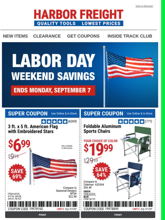 Harbor Freight Tools Labor Day Weekend Savings Milled
