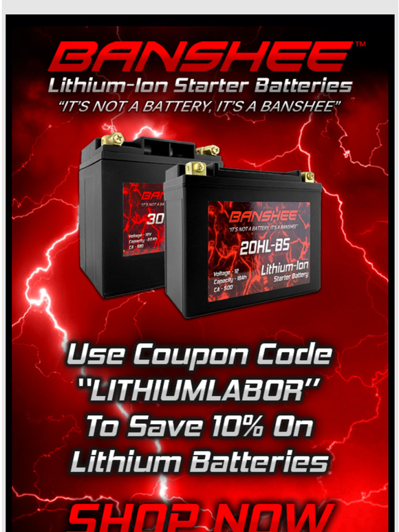 Save 10% On Lithium Motorcycle Batteries This Labor Day Weekend!