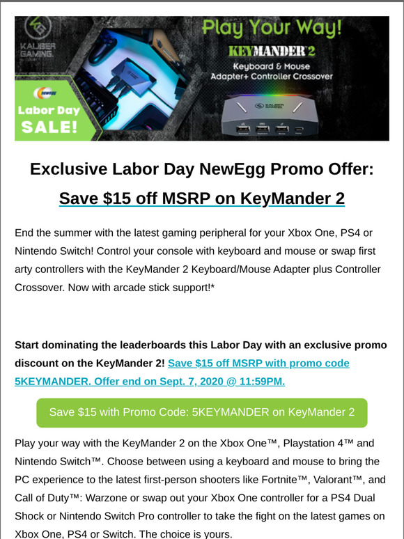 IOGEAR/NewEgg Labor Day Promo: Play Your Way with KeyMander Your Xbox One, PS4 and Nintendo Switch