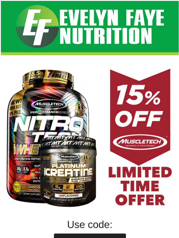 15% off the Musceltech range! And even more limited time deals inside.