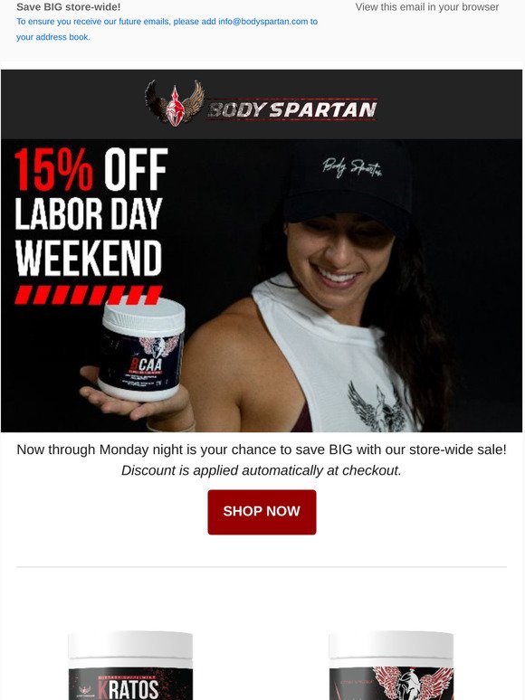 Labor Day Weekend Sale starts now!