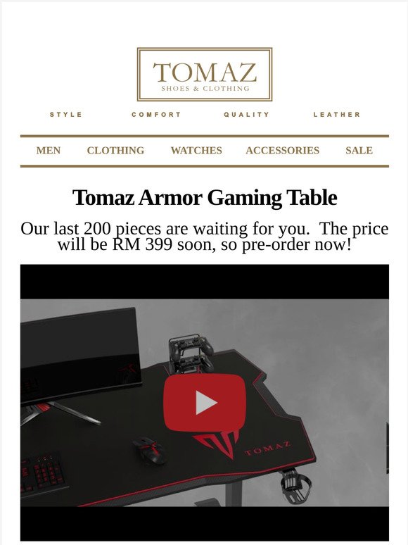 Tomaz Armor Gaming Table  Pre-Order the Tomaz Armor Gaming table