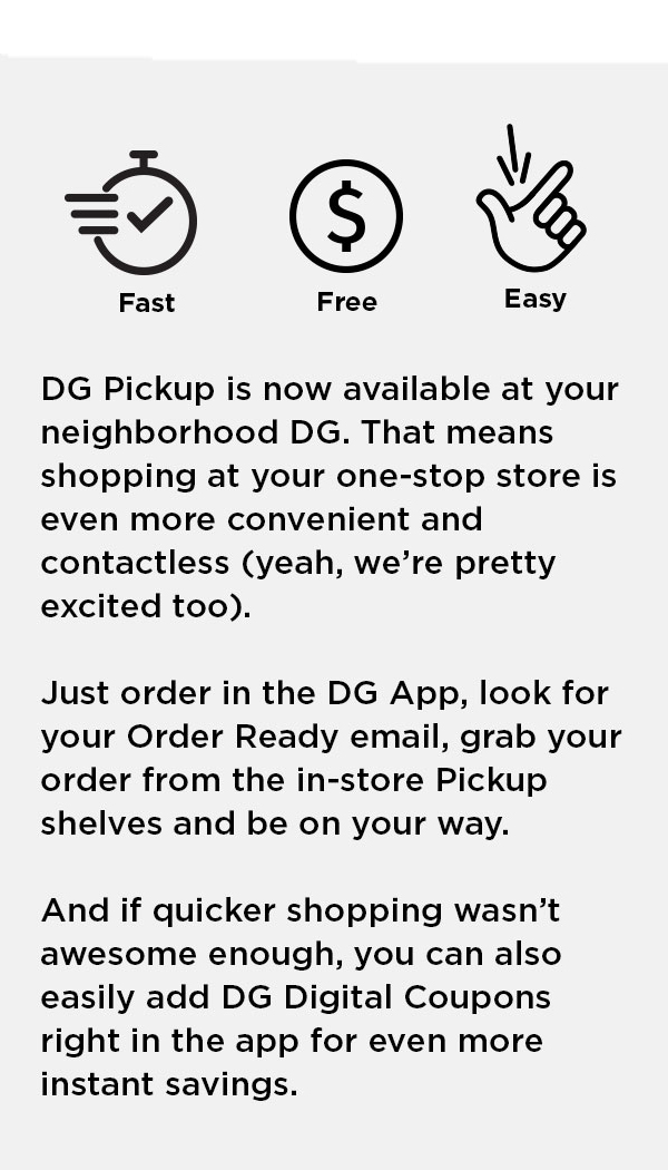 Dollar General DG Pickup Order ahead for free and pick up on your