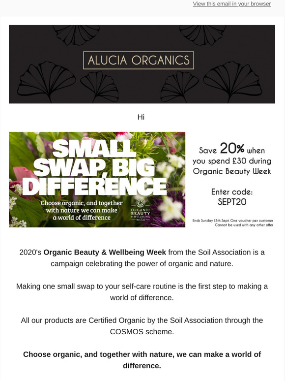 Save 20% during Organic Beauty Week