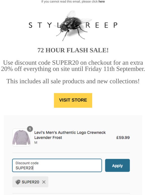 20% off everything - 72 Hours Only @Stylecreep