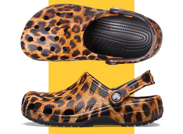 leopard print crocs