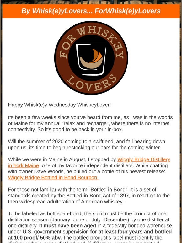 Hey WhiskeyLovers - Fall 2020 is upon us: Time to start restocking your bar for winter!
