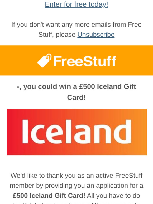 Iceland e gift clearance card