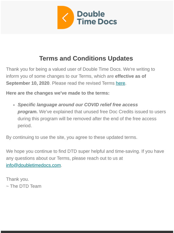 We've updated our Terms and Conditions