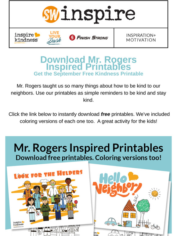 Inspire Kindness: Download Free Mr. Rogers Inspired Printables | Milled