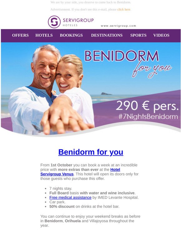 7 nights Offer for 290€ in Benidorm