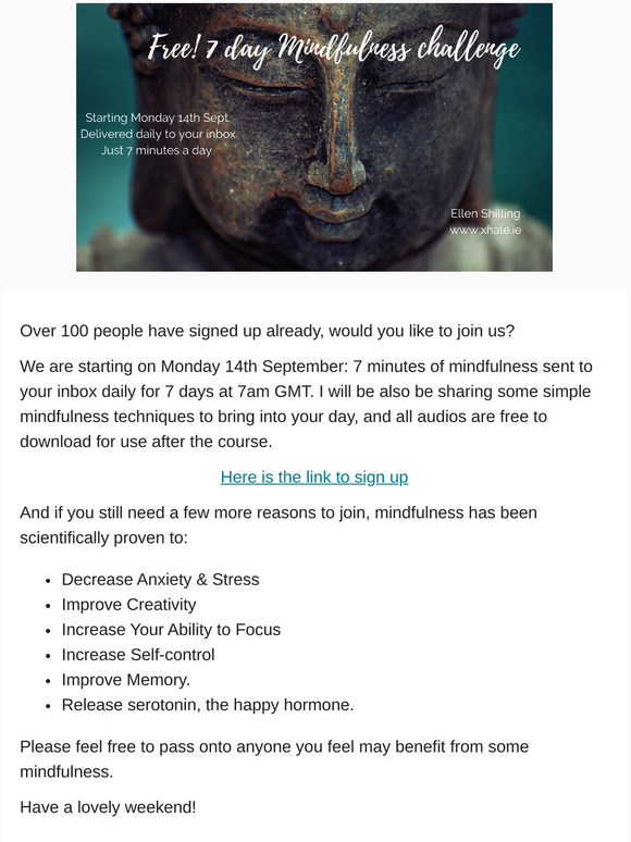 Free 7 days of Mindfulness starts Monday 😳