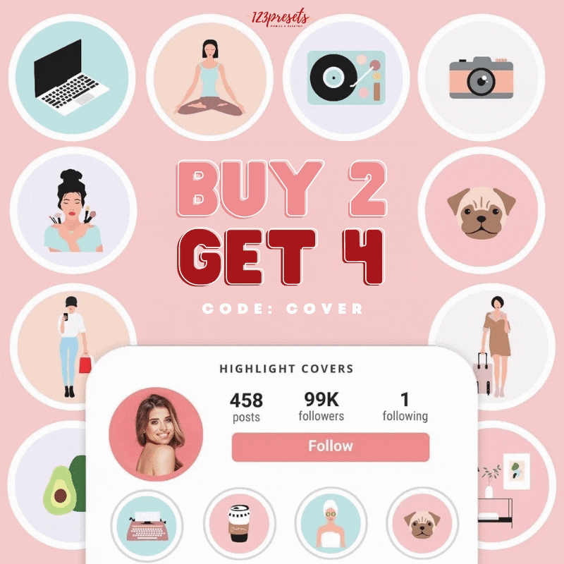 123PRESETS Complete social media makeover with IG Highlight Covers