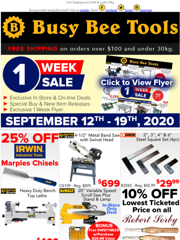 Busy Bee Tools One Week Sale Starts Today! Milled