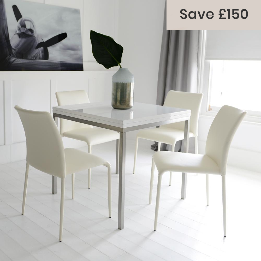 dwell white gloss dining table